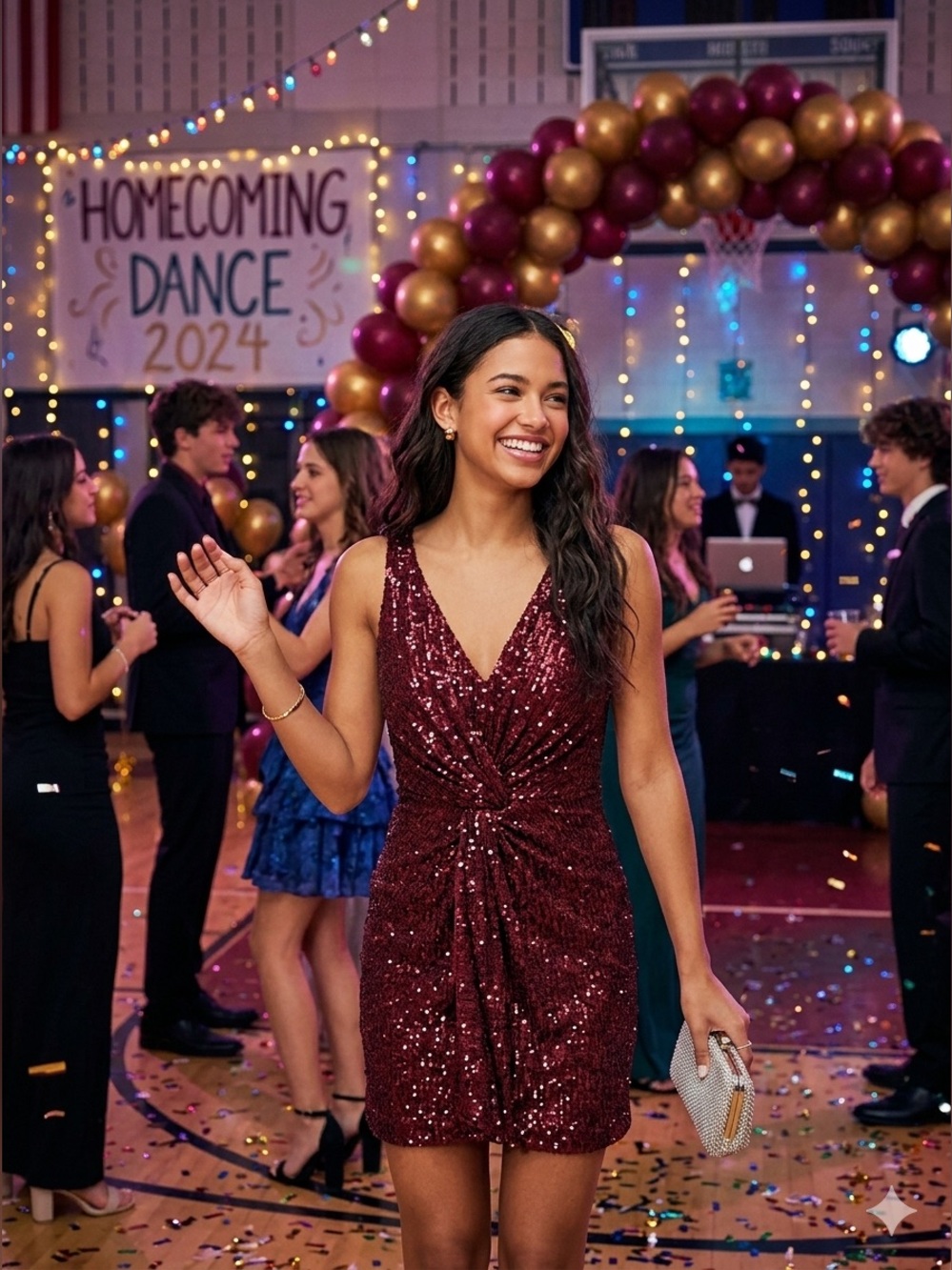 ASTR THE LABEL Sequin Homecoming Holiday Dress  Wine Burgundy Size L